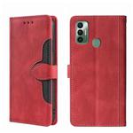 For Tecno Spark 7 Skin Feel Straw Hat Magnetic Buckle Leather Phone Case(Red)