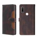 For Fujitsu Arrows WE F-51B Skin Feel Straw Hat Magnetic Buckle Leather Phone Case(Brown)