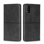 For TCL 30T T603DL Cow Texture Magnetic Horizontal Flip Leather Phone Case(Black)