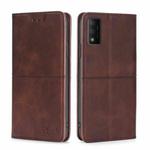 For TCL 30T T603DL Cow Texture Magnetic Horizontal Flip Leather Phone Case(Dark Brown)
