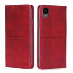 For TCL 30Z T602DL Cow Texture Magnetic Horizontal Flip Leather Phone Case(Red)