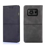 For Sharp Aquos R6 Cow Texture Magnetic Horizontal Flip Leather Phone Case(Black)