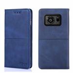 For Sharp Aquos R6 Cow Texture Magnetic Horizontal Flip Leather Phone Case(Blue)