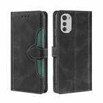 For Motorola Moto E32 4G Skin Feel Magnetic Buckle Leather Phone Case(Black)