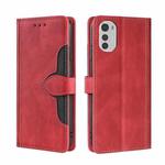 For Motorola Moto E32 4G Skin Feel Magnetic Buckle Leather Phone Case(Red)