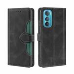 For Motorola Edge 30 Skin Feel Magnetic Buckle Leather Phone Case(Black)