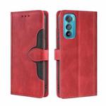 For Motorola Edge 30 Skin Feel Magnetic Buckle Leather Phone Case(Red)