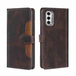 For Motorola Moto G52j 5G Skin Feel Magnetic Buckle Leather Phone Case(Brown)