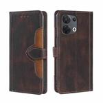 For OPPO Reno8 5G Skin Feel Magnetic Buckle Leather Phone Case(Brown)