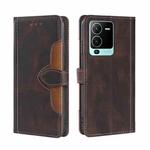 For vivo S15 Pro 5G Skin Feel Magnetic Buckle Leather Phone Case(Brown)