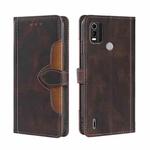 For Nokia C21 Plus Skin Feel Magnetic Buckle Leather Phone Case(Brown)