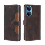 For Honor X7 4G Skin Feel Magnetic Buckle Leather Phone Case(Brown)