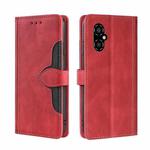 For Xiaomi Poco M4 5G Skin Feel Magnetic Buckle Leather Phone Case(Red)