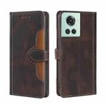 For OnePlus Ace / 10R Skin Feel Magnetic Buckle Leather Phone Case(Brown)
