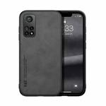 For Xiaomi Mi 10T Skin Feel Magnetic Leather Back Phone Case(Dark Grey)