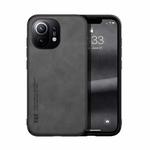 For Xiaomi Mi 11 Skin Feel Magnetic Leather Back Phone Case(Dark Grey)