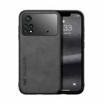 For Xiaomi Poco M4 Pro 4G Skin Feel Magnetic Leather Back Phone Case(Dark Grey)