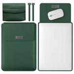 4 in 1 Lightweight and Portable Leather Computer Bag, Size:11/12 inches(Dark Green)