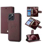 For iPhone 12 / 12 Pro Litchi Texture Magnetic Detachable Wallet Leather Phone Case(Purple)