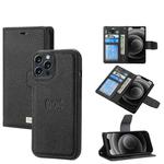 For iPhone 12 Pro Max Litchi Texture Magnetic Detachable Wallet Leather Phone Case(Black)