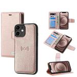 For iPhone 11 Pro Max Litchi Texture Magnetic Detachable Wallet Leather Phone Case (Rose Gold)