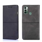 For Tecno Spark 7 Cow Texture Magnetic Horizontal Flip Leather Phone Case(Black)