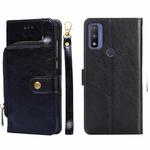 For Motorola G Pure Zipper Bag PU + TPU Horizontal Flip Leather Case(Black)