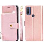 For Motorola G Pure Zipper Bag PU + TPU Horizontal Flip Leather Case(Rose Gold)