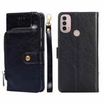 For Motorola Moto E40 Zipper Bag PU + TPU Horizontal Flip Leather Case(Black)