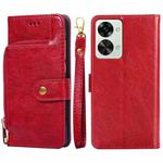 For OnePlus Nord 2T Zipper Bag PU + TPU Horizontal Flip Leather Case(Red)