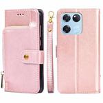 For OnePlus Ace Racing Zipper Bag PU + TPU Horizontal Flip Leather Case(Rose Gold)