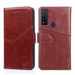 For TCL 20R 5G / Bremen / 20AX 5G Geometric Stitching Horizontal Flip Leather Phone Case(Dark Brown)
