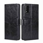 For TCL 30T T603DL Geometric Stitching Horizontal Flip Leather Phone Case(Black)