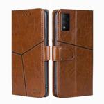 For TCL 30T T603DL Geometric Stitching Horizontal Flip Leather Phone Case(Light Brown)