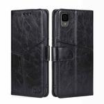 For TCL 30Z T602DL Geometric Stitching Horizontal Flip Leather Phone Case(Black)