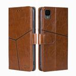 For TCL 30Z T602DL Geometric Stitching Horizontal Flip Leather Phone Case(Light Brown)