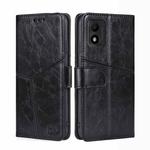 For TCL 303 Geometric Stitching Horizontal Flip Leather Phone Case(Black)
