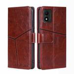 For TCL 303 Geometric Stitching Horizontal Flip Leather Phone Case(Dark Brown)