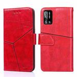 For Doogee N40 Pro Geometric Stitching Horizontal Flip Leather Phone Case(Red)