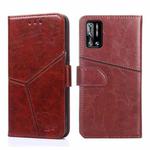 For Doogee N40 Pro Geometric Stitching Horizontal Flip Leather Phone Case(Dark Brown)