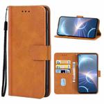 For HTC Desire 22 Pro Leather Phone Case(Brown)