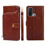 For OPPO Reno5 A Zipper Bag PU + TPU Horizontal Flip Leather Phone Case(Brown)