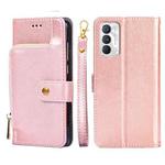 For OPPO Realme GT Master/Q3 Pro Carnival Zipper Bag PU + TPU Horizontal Flip Leather Phone Case(Rose Gold)