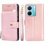 For vivo S15e 5G/T1 Snapdragon 778G Zipper Bag PU + TPU Horizontal Flip Leather Phone Case(Rose Gold)