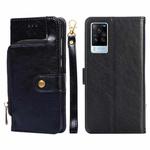 For vivo X60 Pro/X60 Curved Screen Global Version Zipper Bag PU + TPU Horizontal Flip Leather Phone Case(Black)