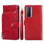 For vivo X70 Zipper Bag PU + TPU Horizontal Flip Leather Phone Case(Red)