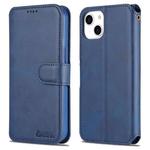 For iPhone 14 Plus AZNS Calf Texture Flip Leather Phone Case (Blue)