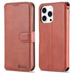 For iPhone 14 Pro AZNS Calf Texture Flip Leather Phone Case(Brown)