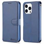 For iPhone 14 Pro AZNS Calf Texture Flip Leather Phone Case(Blue)