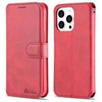 For iPhone 14 Pro Max AZNS Calf Texture Flip Leather Phone Case (Red)